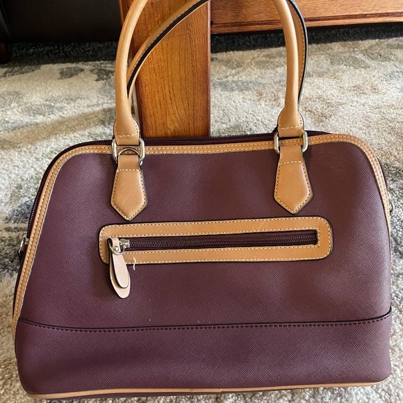 Giana Bernini Saffiano Dome Satchel Maroon - Picture 3 of 6
